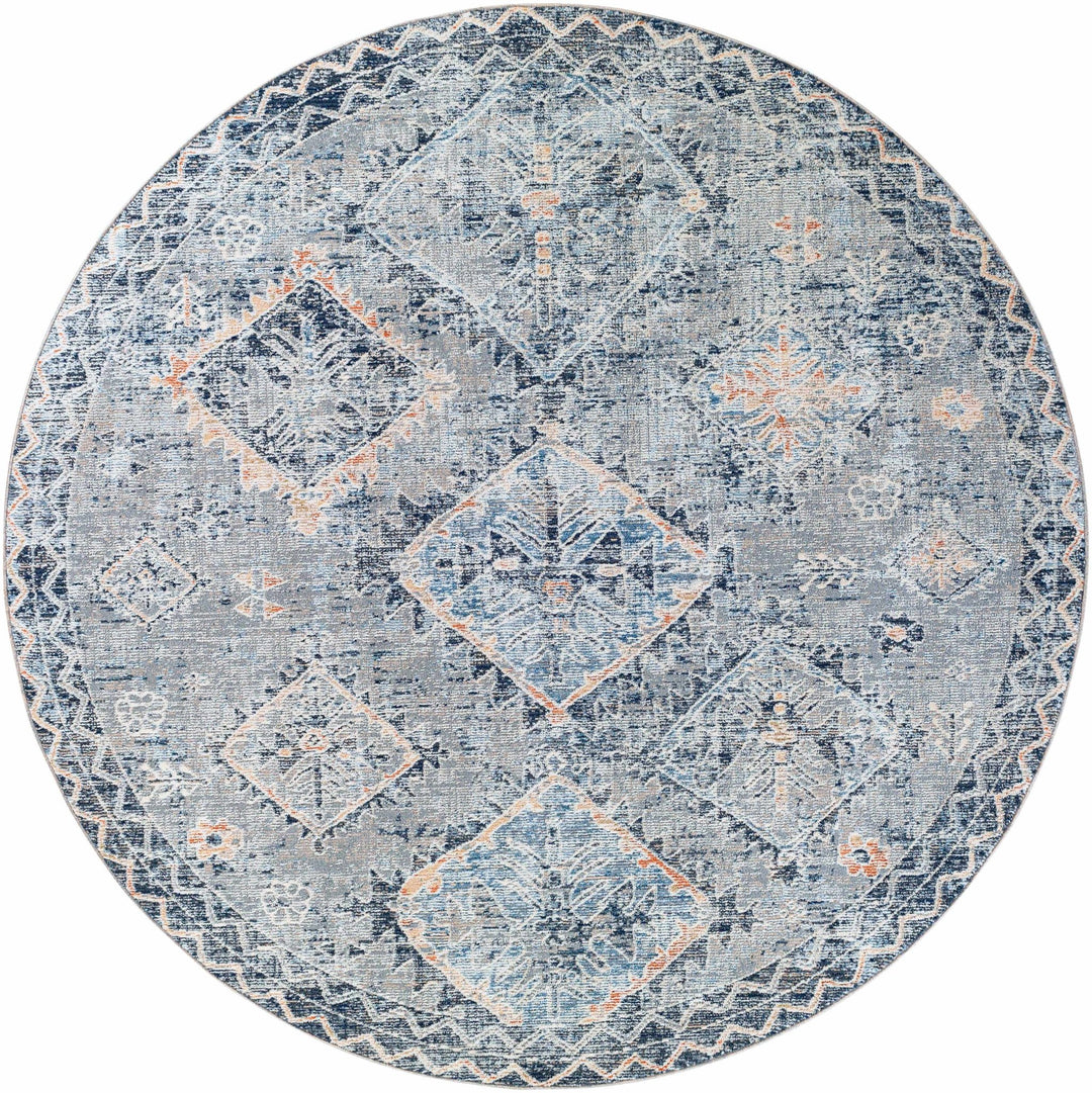 Balamban Gray And Blue Traditional Style Area Rug - The Rug Decor