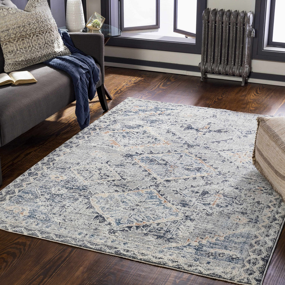 Balamban Gray And Blue Traditional Style Area Rug - The Rug Decor