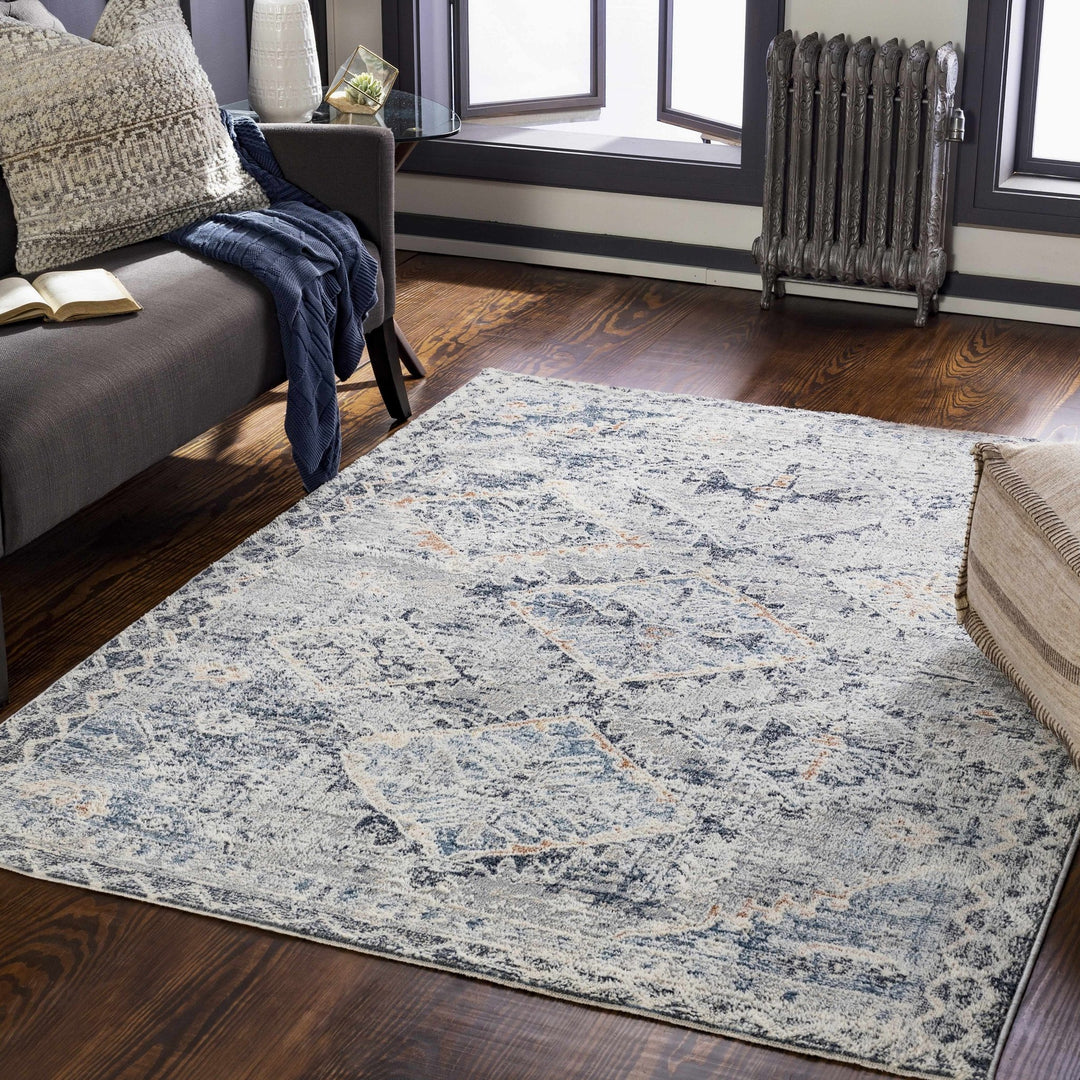 Balamban Gray And Blue Traditional Style Area Rug - The Rug Decor