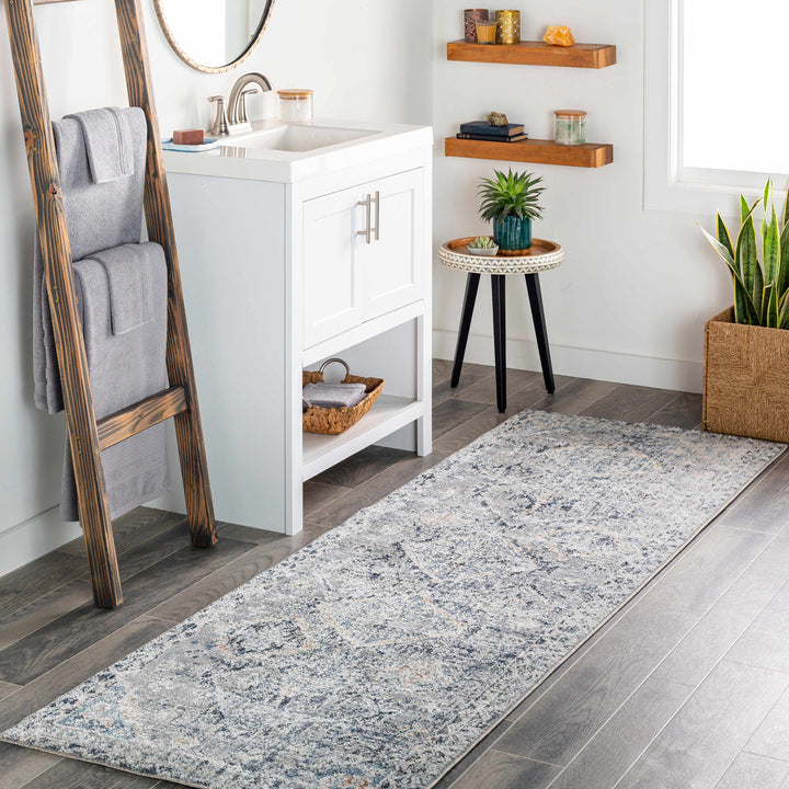 Balamban Gray And Blue Traditional Style Area Rug