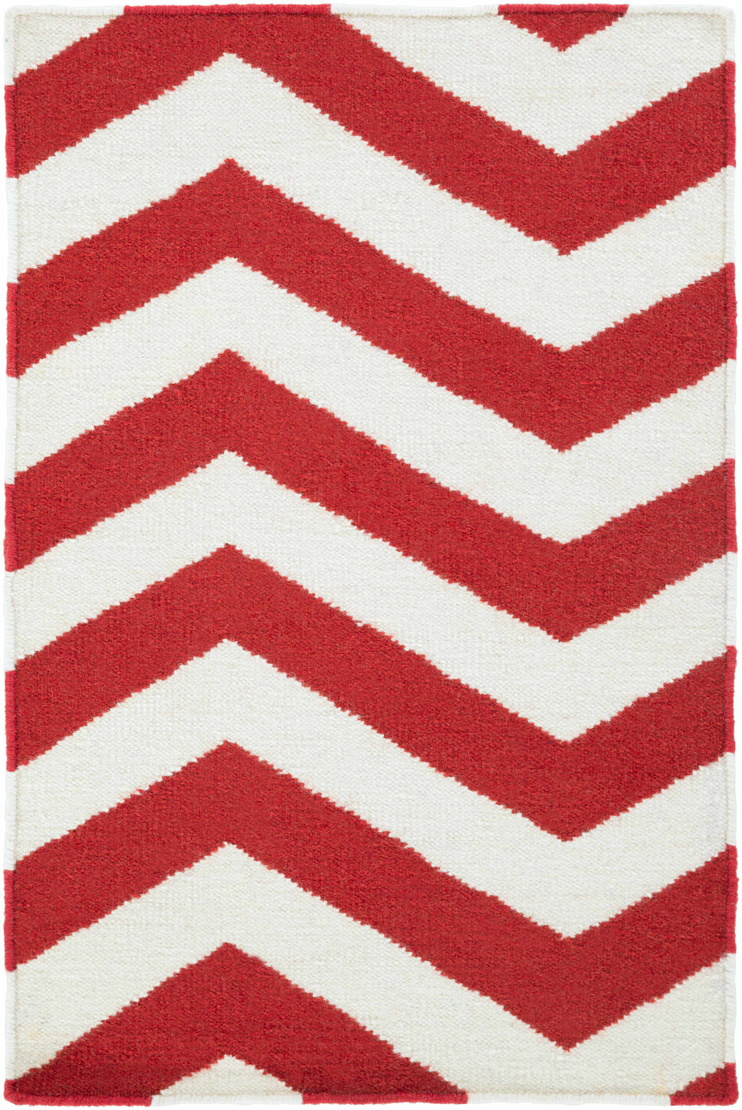 Baldwin Contemporary Geometrical Red And White Hand Woven Area Rug