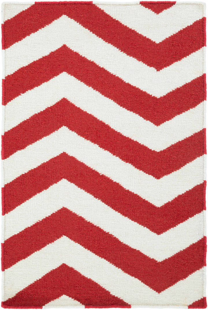 Baldwin Contemporary Geometrical Red And White Hand Woven Area Rug