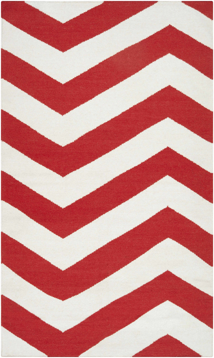 Baldwin Contemporary Geometrical Red And White Hand Woven Area Rug