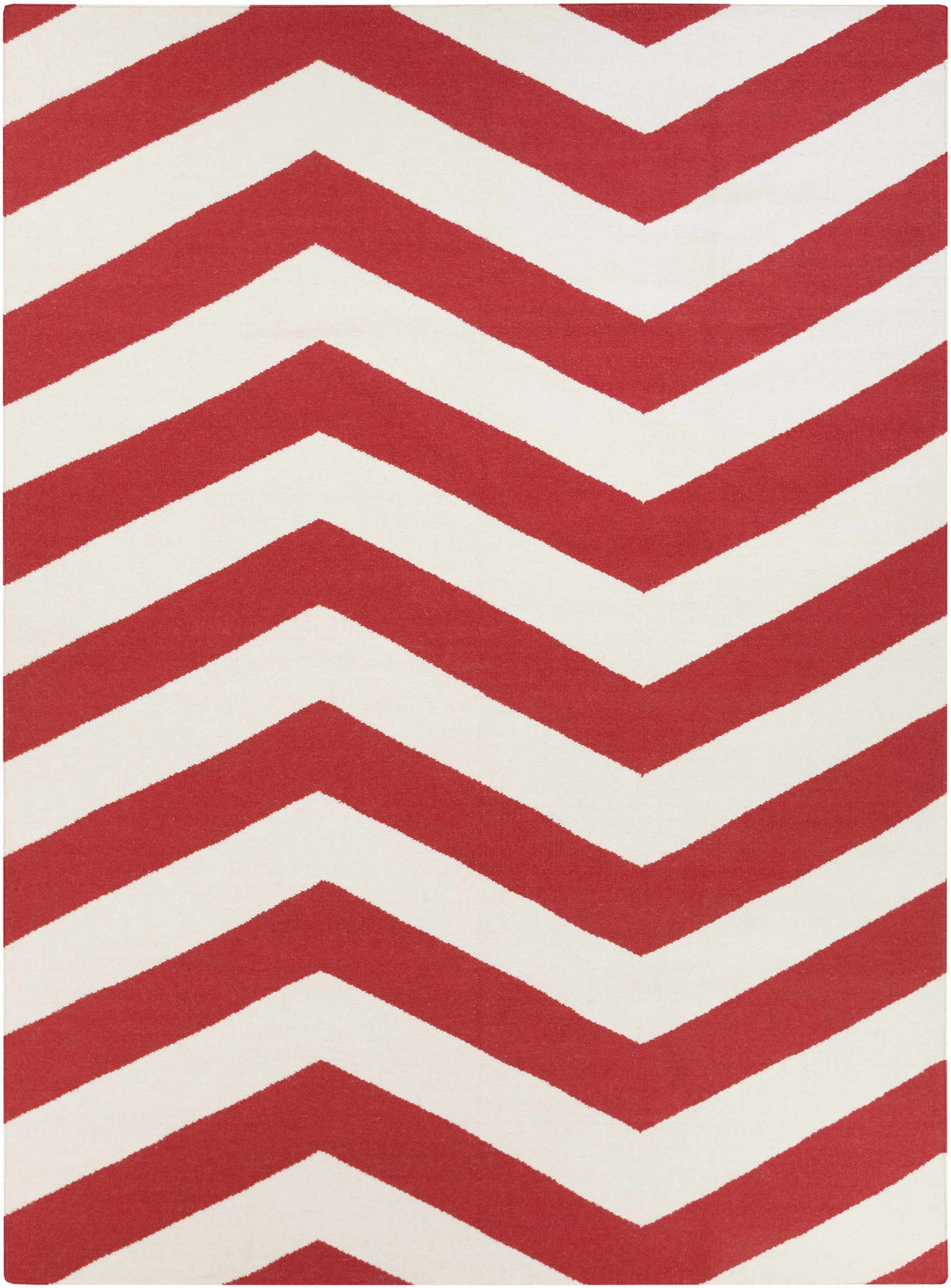 Baldwin Contemporary Geometrical Red And White Hand Woven Area Rug