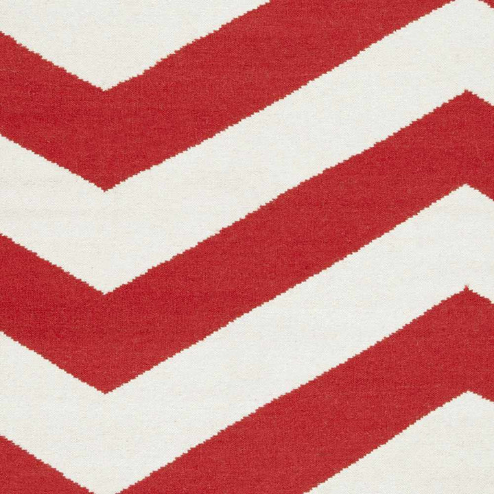 Baldwin Contemporary Geometrical Red And White Hand Woven Area Rug