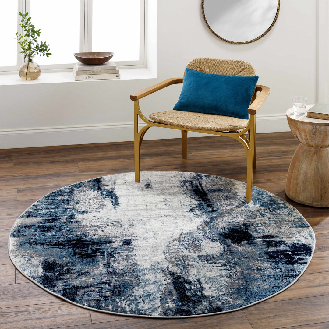 Baldwyn Blue And Ivory Modern Abstract Design Area Rug - The Rug Decor