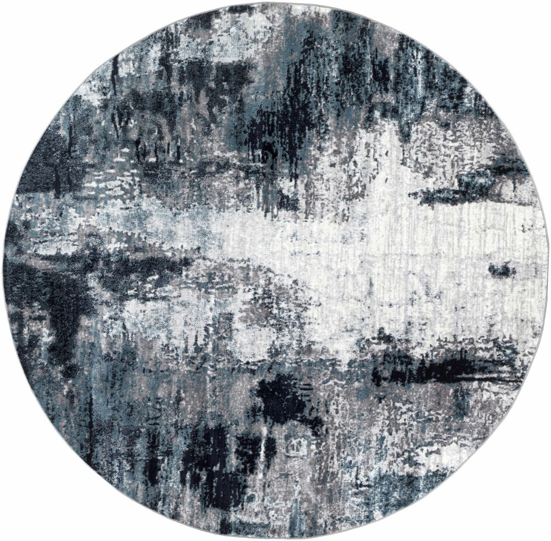 Baldwyn Blue And Ivory Modern Abstract Design Area Rug - The Rug Decor