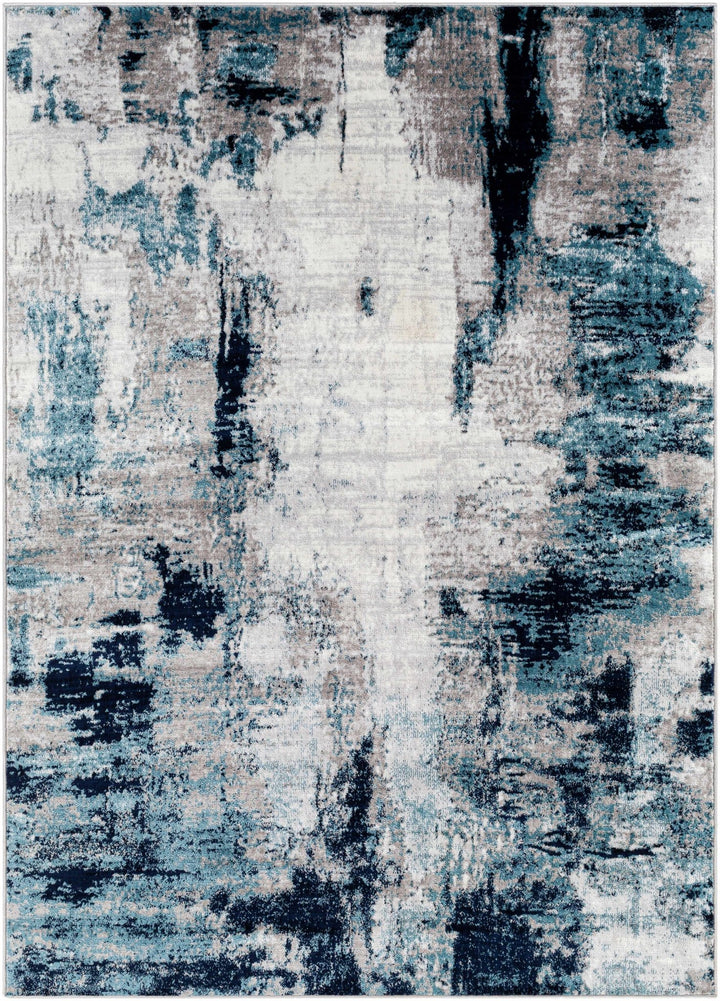 Baldwyn Blue And Ivory Modern Abstract Design Area Rug - The Rug Decor