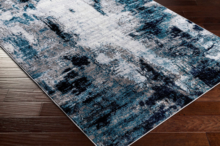 Baldwyn Blue And Ivory Modern Abstract Design Area Rug - The Rug Decor