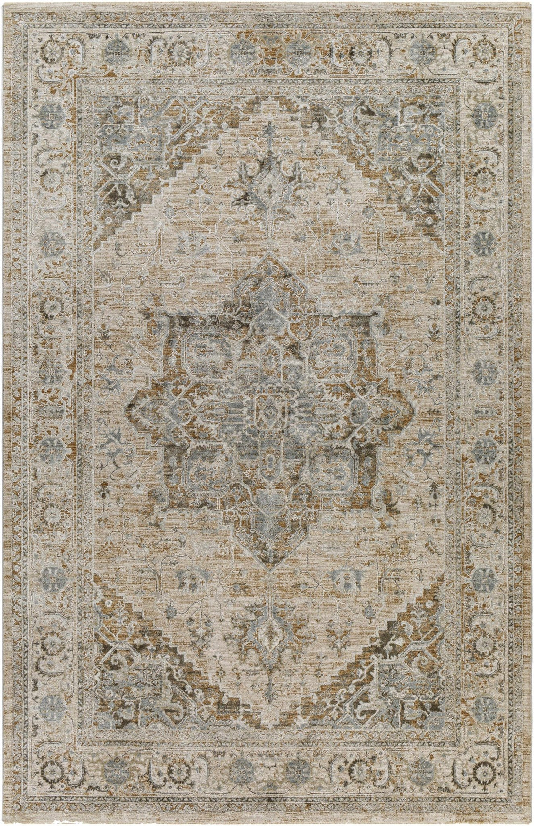 Ballisodare Traditional Medallion Design Brown And Beige Rug - The Rug Decor