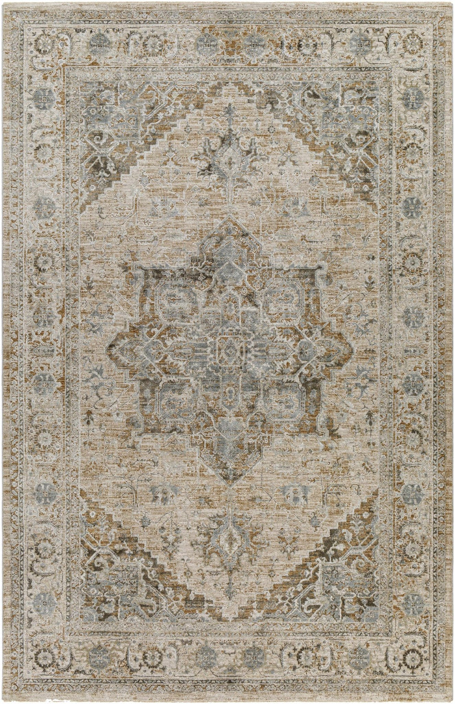 Ballisodare Traditional Medallion Design Brown And Beige Rug - The Rug Decor