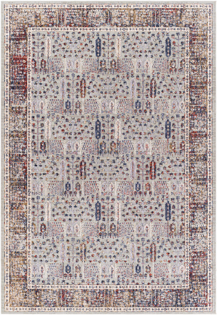 Balmullo Gray And Blue Traditional Style Area Rug