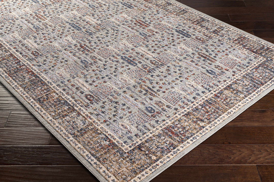 Balmullo Gray And Blue Traditional Style Area Rug