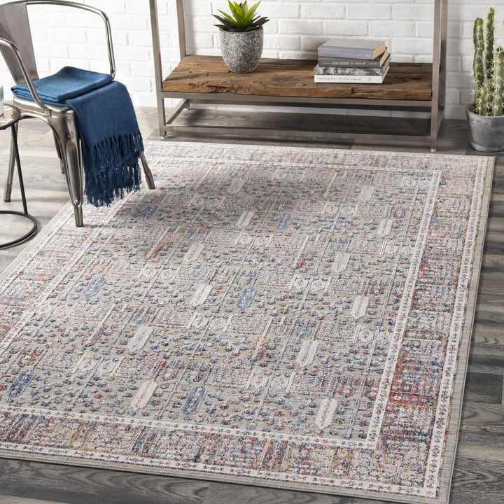 Balmullo Gray And Blue Traditional Style Area Rug