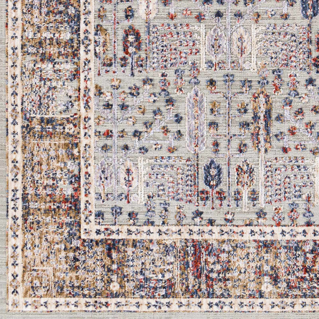 Balmullo Gray And Blue Traditional Style Area Rug