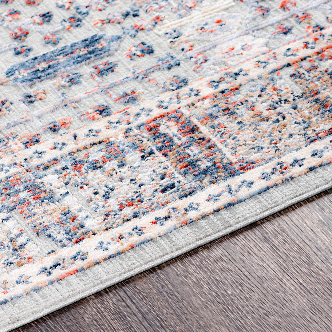Balmullo Gray And Blue Traditional Style Area Rug