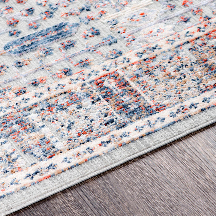 Balmullo Gray And Blue Traditional Style Area Rug