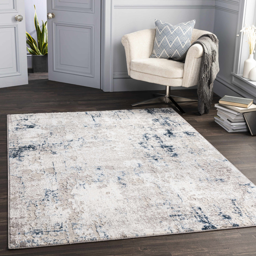 Balranald Gray And Blue Modern Abstract Design Area Rug