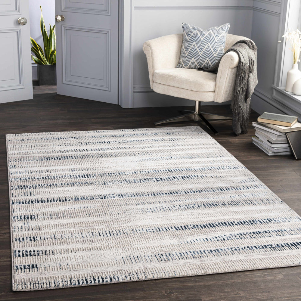 Banana Modern Abstract Design Gray And Blue Area Rug - The Rug Decor