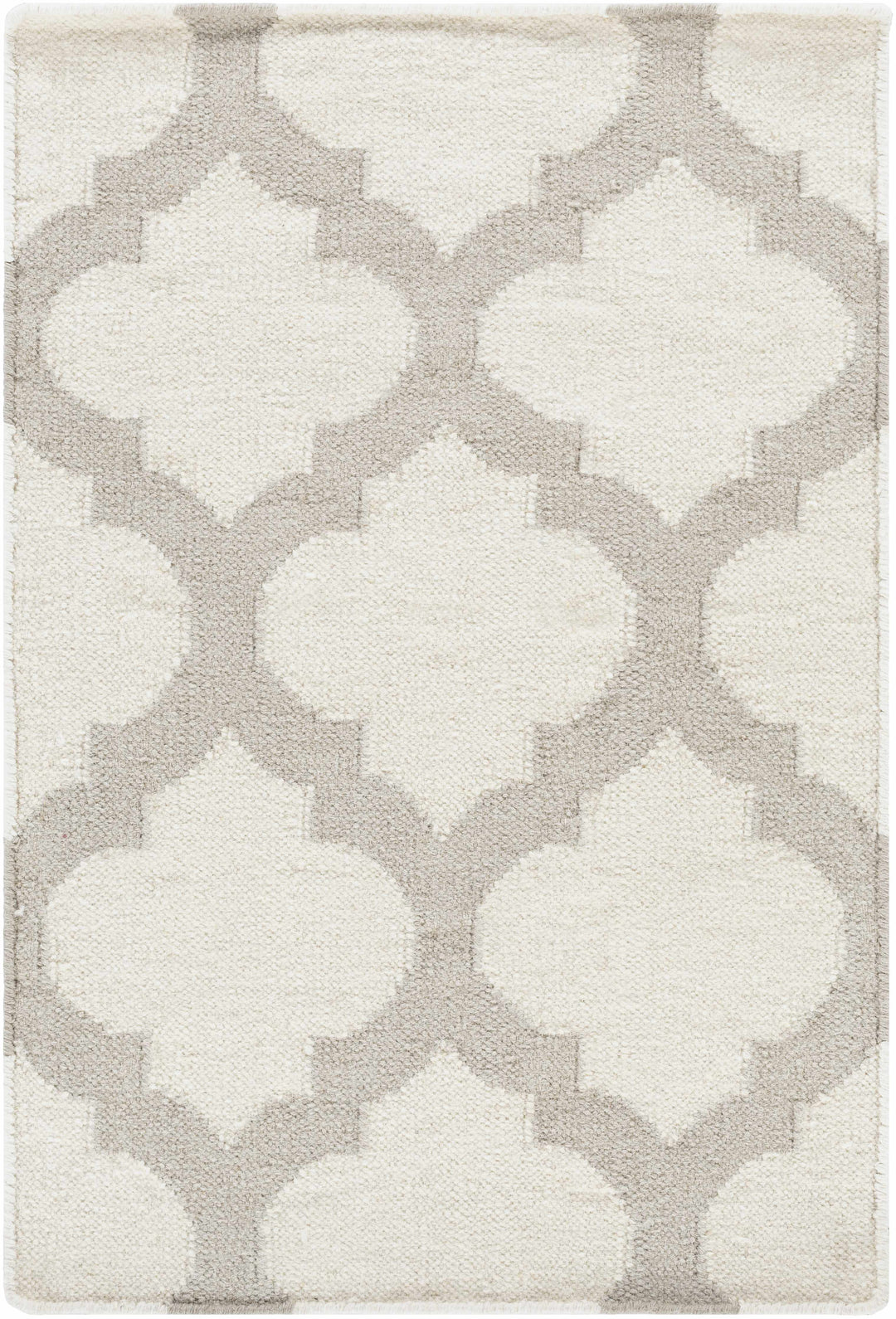 Banks Contemporary Style Ivory And Gray Hand Woven Wool Rug