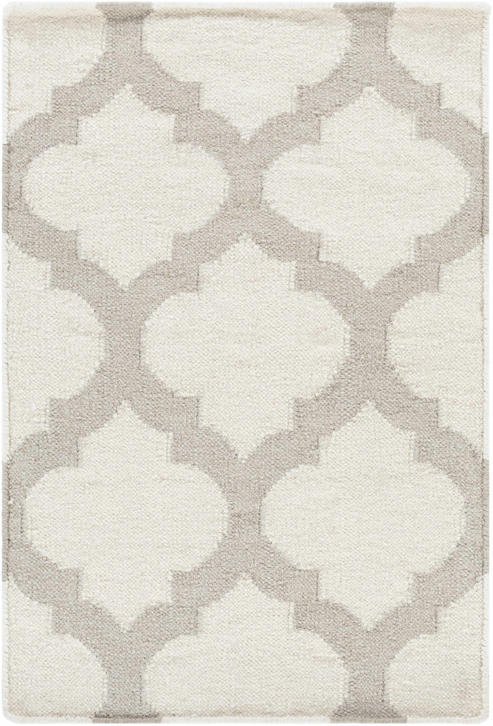 Banks Contemporary Style Ivory And Gray Hand Woven Wool Rug
