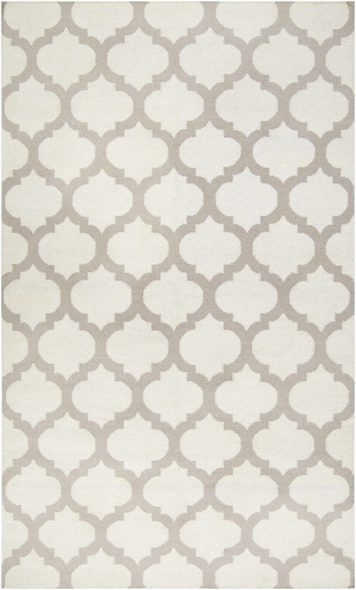Banks Contemporary Style Ivory And Gray Hand Woven Wool Rug
