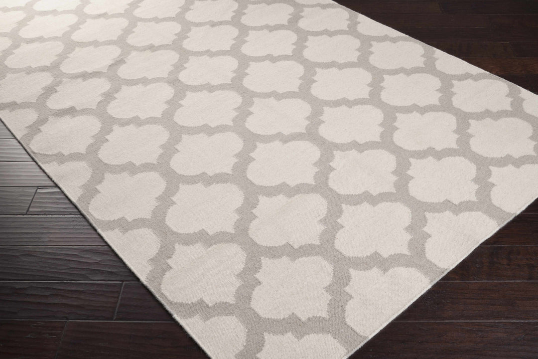 Banks Contemporary Style Ivory And Gray Hand Woven Wool Rug