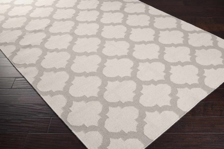 Banks Contemporary Style Ivory And Gray Hand Woven Wool Rug