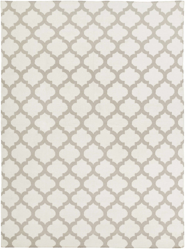 Banks Contemporary Style Ivory And Gray Hand Woven Wool Rug