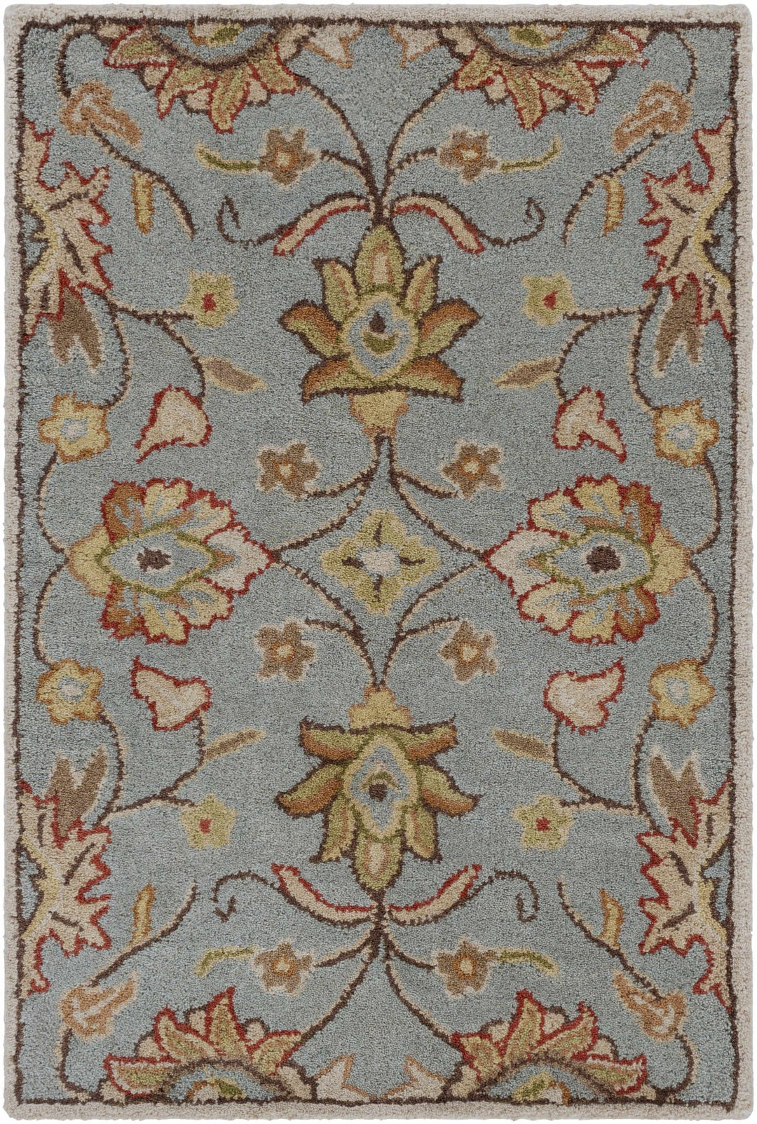 Bannock Traditional Floral Design Gray And Beige Rug - The Rug Decor