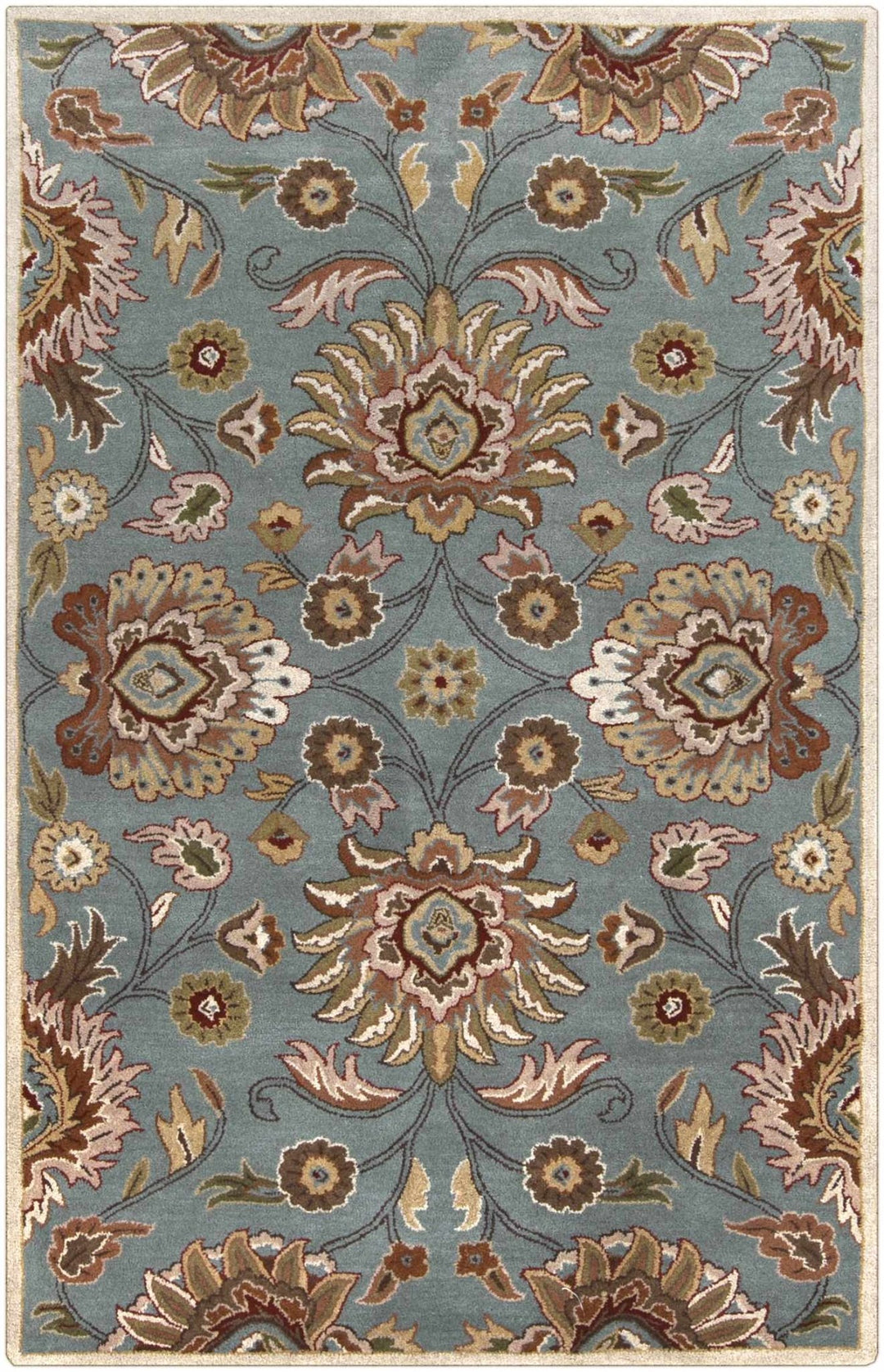 Bannock Traditional Floral Design Gray And Beige Rug - The Rug Decor