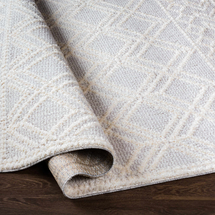 Bansalan Ivory And Gray Modern Geometrical Design Area Rug