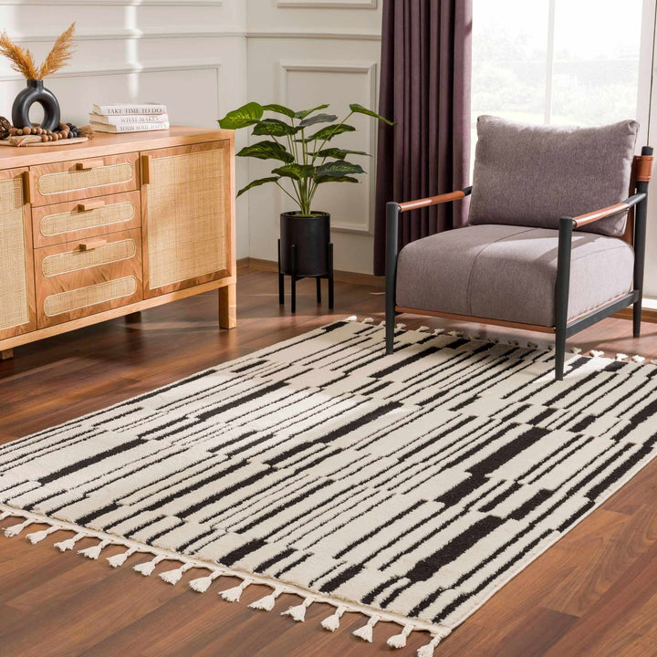 Bansi Modern Style Ivory And Black Area Rug - The Rug Decor