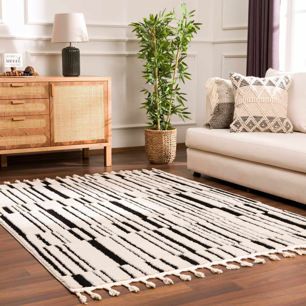 Bansi Modern Style Ivory And Black Area Rug - The Rug Decor