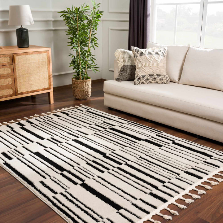 Bansi Modern Style Ivory And Black Area Rug - The Rug Decor