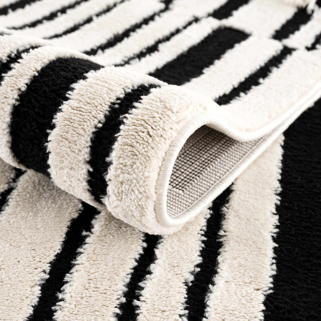 Bansi Modern Style Ivory And Black Area Rug - The Rug Decor