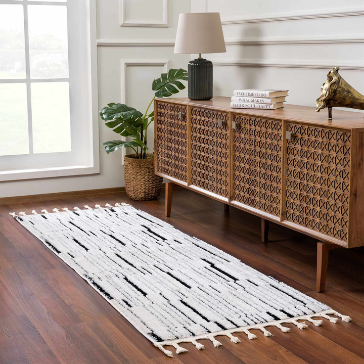 Bansi Modern Style Ivory And Black Area Rug - The Rug Decor