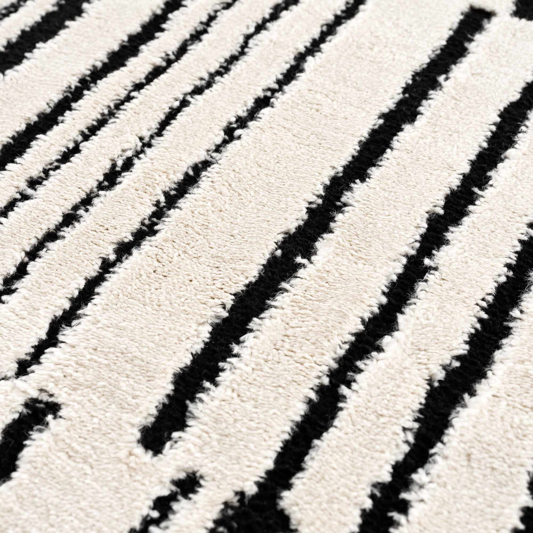 Bansi Modern Style Ivory And Black Area Rug - The Rug Decor