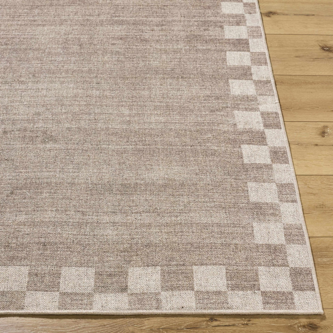 Bardot Modern Checkered Pattern Brown Washable Wool Area Rug - The Rug Decor