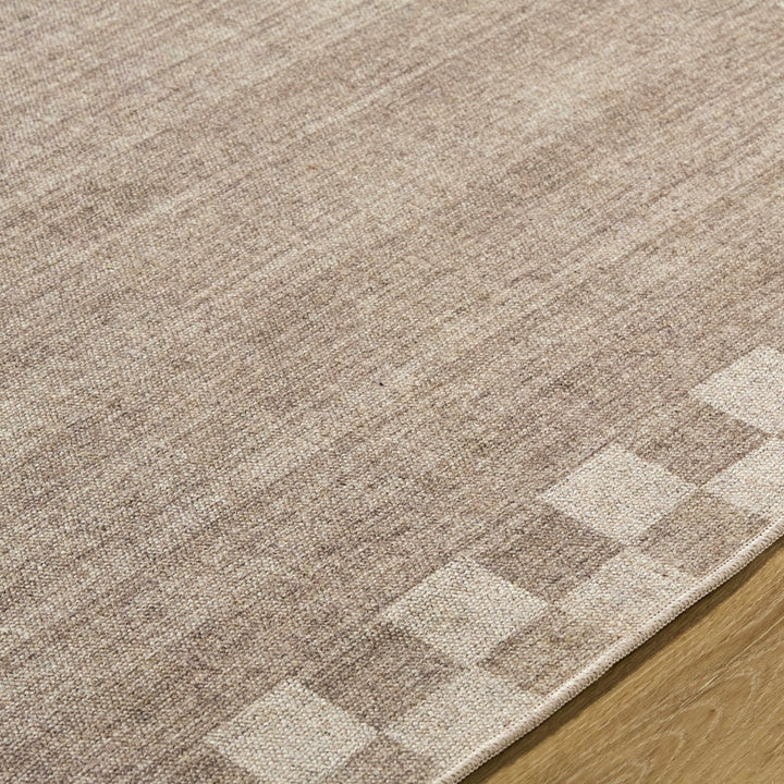 Bardot Modern Checkered Pattern Brown Washable Wool Area Rug - The Rug Decor
