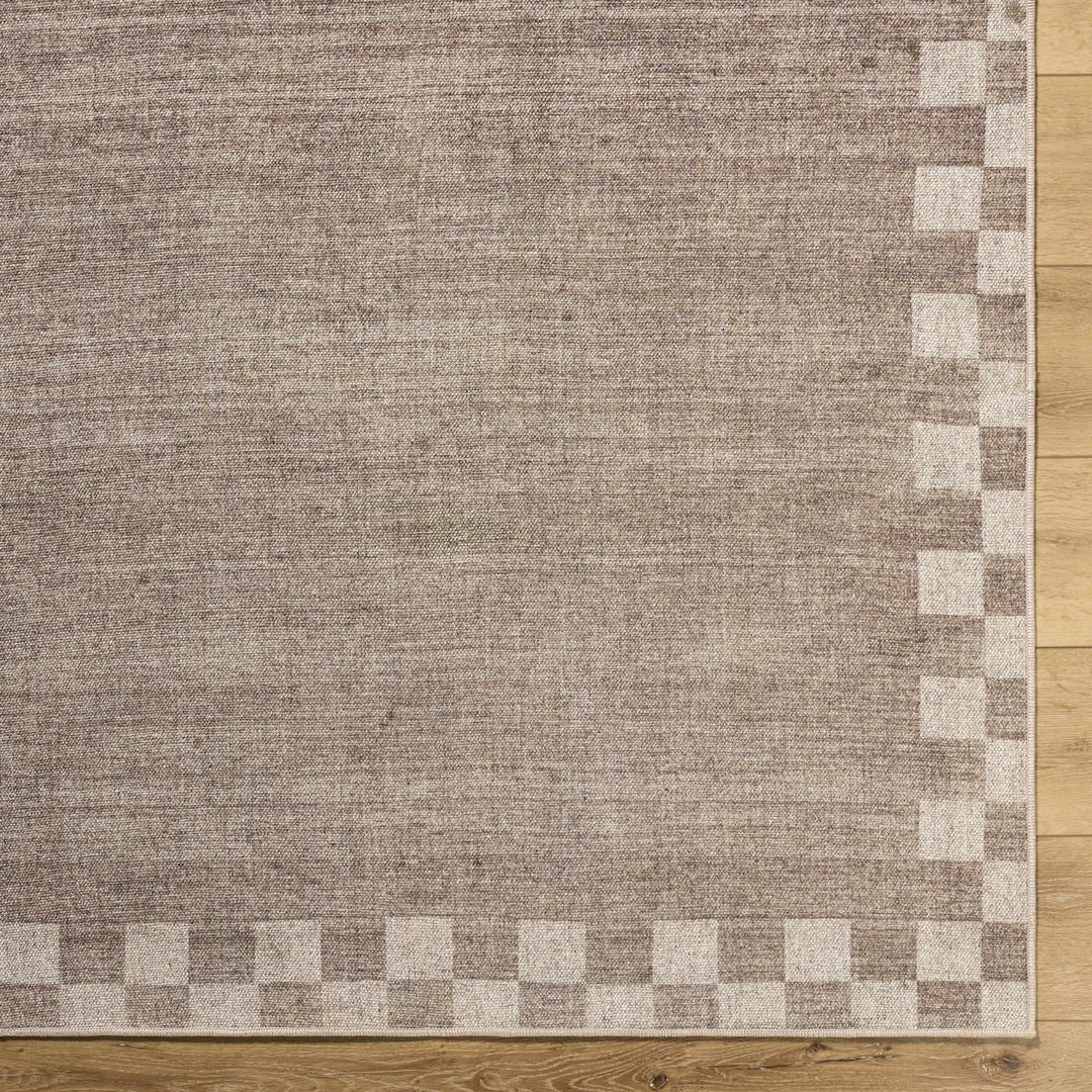 Bardot Modern Checkered Pattern Brown Washable Wool Area Rug - The Rug Decor