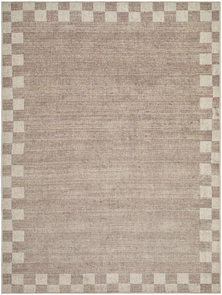 Bardot Modern Checkered Pattern Brown Washable Wool Area Rug - The Rug Decor
