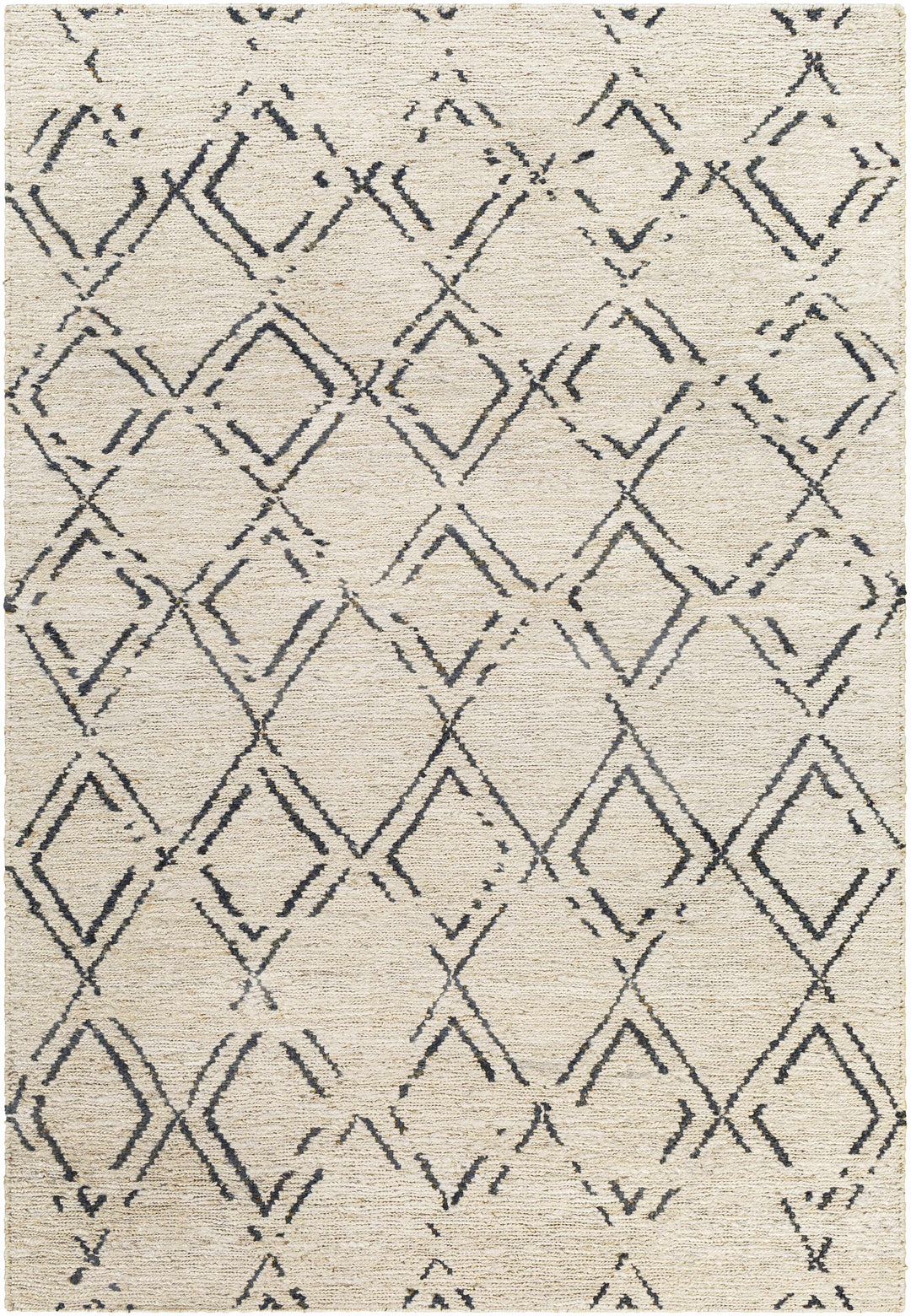Barlig Trellis Design Beige & Black Hand Woven Jute Rug