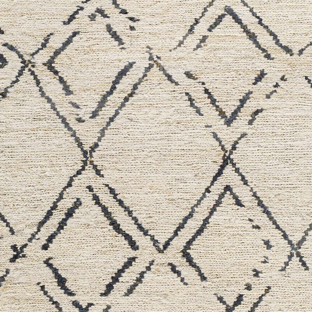 Barlig Trellis Design Beige & Black Hand Woven Jute Rug