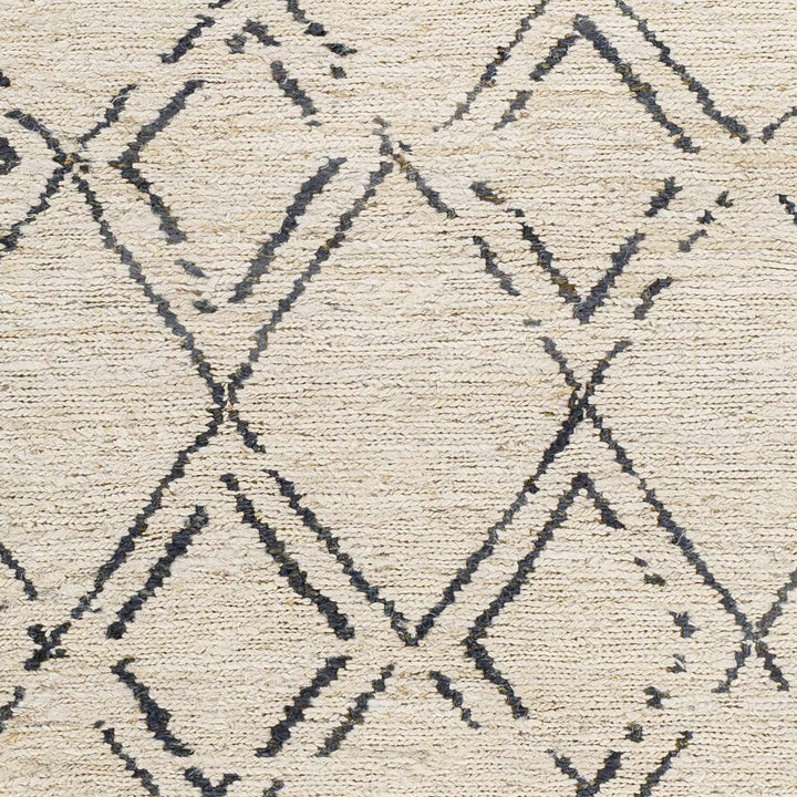 Barlig Trellis Design Beige & Black Hand Woven Jute Rug