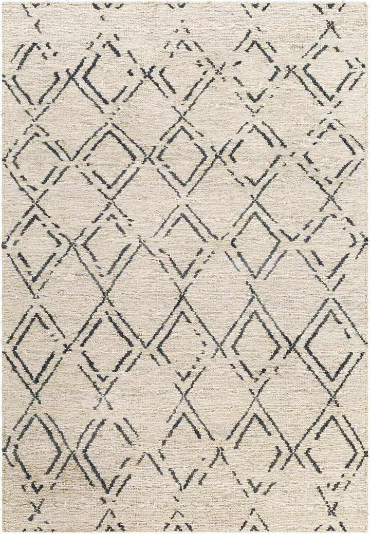 Barlig Trellis Design Beige & Black Hand Woven Jute Rug - The Rug Decor