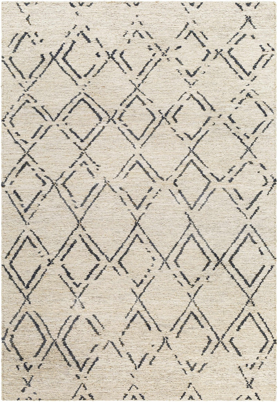 Barlig Trellis Design Beige & Black Hand Woven Jute Rug - The Rug Decor