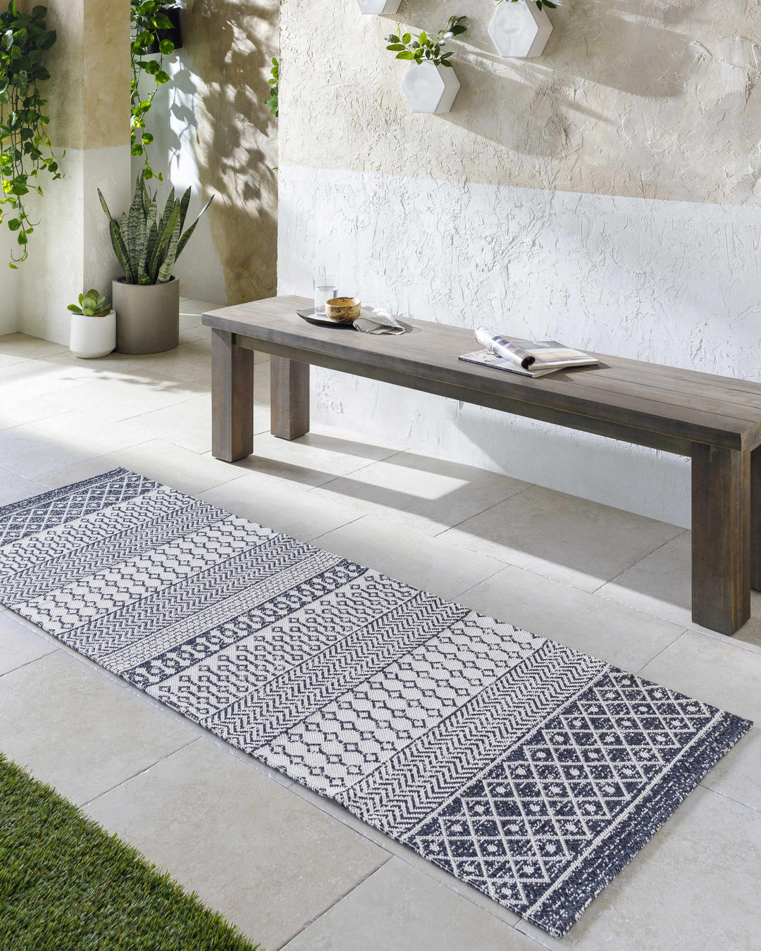 Barnwood Ivory And Black Modern Style Washable Area Rug