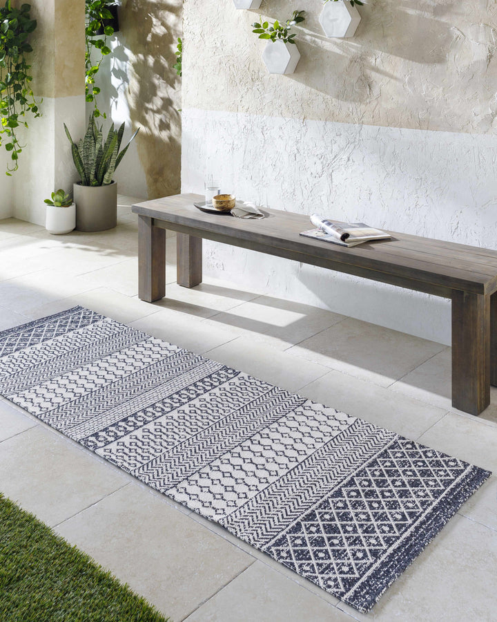 Barnwood Ivory And Black Modern Style Washable Area Rug