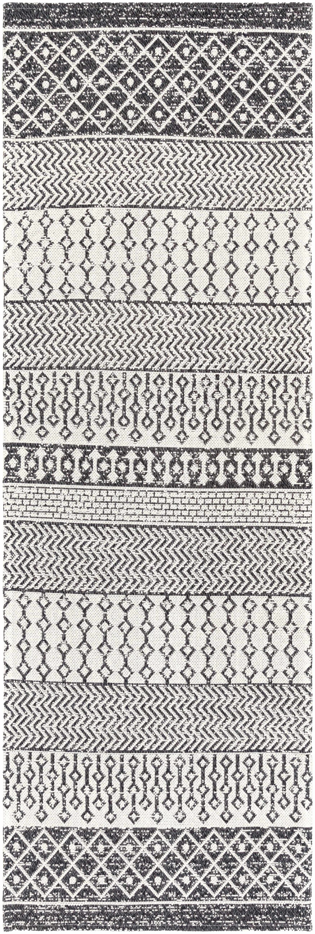 Barnwood Ivory And Black Modern Style Washable Area Rug